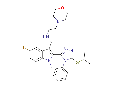 N-{{5-fluoro-2-[5-(isopropylthio)-4-phenyl-4H-1,2,4-triazol-3-yl]-1-methyl-1H-indol-3-yl}methyl}-2-morpholinoethan-1-amine