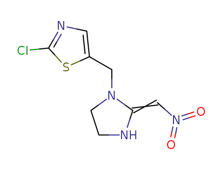 Molecular Structure of 105828-97-5 (2-chloro-5-{[(2Z)-2-(nitromethylidene)imidazolidin-1-yl]methyl}-1,3-thiazole)