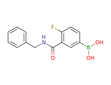 Molecular Structure of 874219-22-4 (3-(BENZYLCARBAMOYL)-4-FLUOROBENZENEBORONIC ACID)