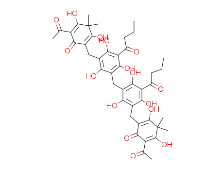 2-acetyl-4-[[3-[[3-[(5-acetyl-2,6-dihydroxy-3,3-dimethyl-4-oxocyclohexa-1,5-dien-1-yl)methyl]-5-butanoyl-2,4,6-trihydroxyphenyl]methyl]-5-butanoyl-2,4,6-trihydroxyphenyl]methyl]-3,5-dihydroxy-6,6-dime