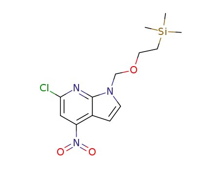 Molecular Structure of 869335-22-8 (1H-Pyrrolo[2,3-b]pyridine, 6-chloro-4-nitro-1-[[2-(triMethylsilyl)ethoxy]Methyl]-)