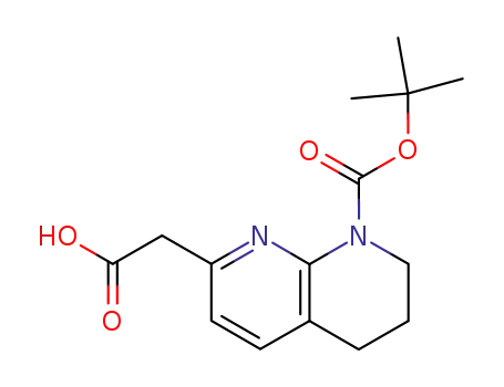 Molecular Structure of 445492-19-3 (1-[(tert-Butoxy)carbonyl]-3,4-dihydro-1,8-naphthyridine-7(2H)-acetic acid)