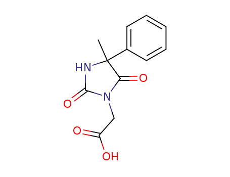 Molecular Structure of 726-88-5 ((4-METHYL-2,5-DIOXO-4-PHENYLIMIDAZOLIDIN-1-YL)ACETIC ACID)
