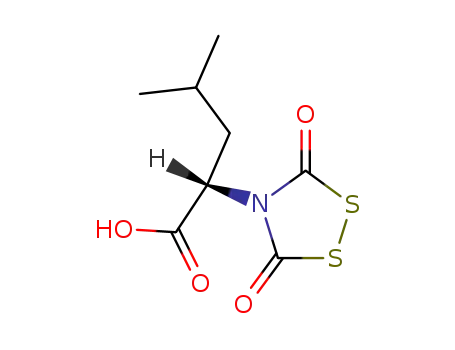 Molecular Structure of 70824-58-7 (1,2,4-Dithiazolidine-4-acetic acid, a-(2-methylpropyl)-3,5-dioxo-, (S)-)
