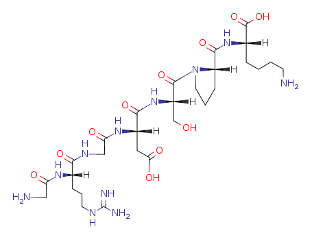 111119-28-9,GLY-ARG-GLY-ASP-SER-PRO-LYS,L-Lysine,N2-[1-[N-[N-[N-(N2-glycyl-L-arginyl)glycyl]-L-a-aspartyl]-L-seryl]-L-prolyl]-;L-Lysine,glycyl-L-arginylglycyl-L-a-aspartyl-L-seryl-L-prolyl-;Gly-Arg-Gly-Asp-Ser-Pro-Lys;N2-(1-(N-(N-(N-(N2-Glycyl-L-arginyl)glycyl)-L-α-aspartyl)-L-seryl)-L-prolyl)-L-lysine;Grgdspk;MolPort-003-941-423;