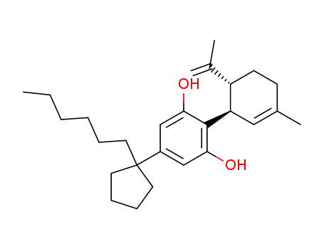 Molecular Structure of 1025965-31-4 (5-(1-Hexyl-cyclopentyl)-2-((1R,6R)-6-isopropenyl-3-methyl-cyclohex-2-enyl)-benzene-1,3-diol)