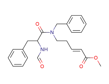 Molecular Structure of 836678-76-3 (2-Pentenoic acid,
5-[[2-(formylamino)-1-oxo-3-phenylpropyl](phenylmethyl)amino]-, methyl
ester, (2E)-)