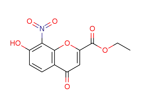 Molecular Structure of 30192-14-4 (4H-1-Benzopyran-2-carboxylic acid, 7-hydroxy-8-nitro-4-oxo-, ethyl est er)