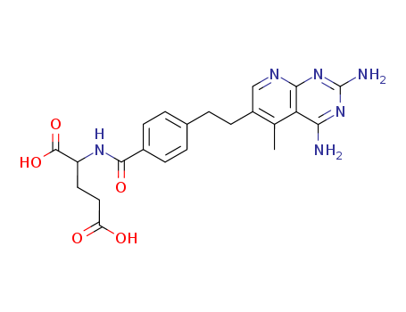 Molecular Structure of 110202-60-3 (L-Glutamic acid,
N-[4-[2-(2,4-diamino-5-methylpyrido[2,3-d]pyrimidin-6-yl)ethyl]benzoyl]-)
