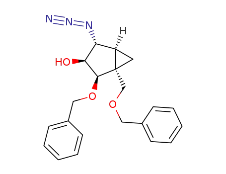 Molecular Structure of 828935-20-2 (Bicyclo[3.1.0]hexan-3-ol,
4-azido-2-(phenylmethoxy)-1-[(phenylmethoxy)methyl]-,
(1R,2R,3S,4R,5S)-)