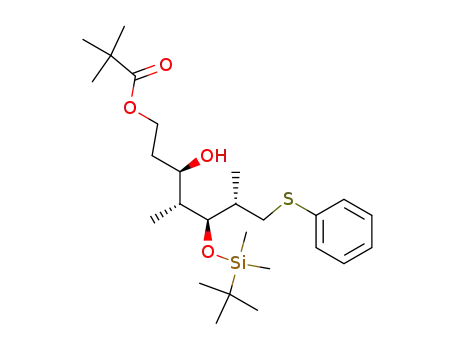 Molecular Structure of 179944-96-8 (2,2-Dimethyl-propionic acid (3R,4R,5S,6S)-5-(tert-butyl-dimethyl-silanyloxy)-3-hydroxy-4,6-dimethyl-7-phenylsulfanyl-heptyl ester)