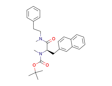 Molecular Structure of 202810-83-1 (N-methyl-N-((1R)-1-(N-methyl-N-phenethylcarbamoyl)-2-(2-naphthyl)ethyl)carbamic acid tert-butyl ester)