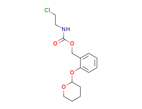 Molecular Structure of 267664-74-4 (carbamic acid, (2-chloroethyl)-2-[(tetrahydro-2H-pyran-2-yl)oxy]benzyl ester)