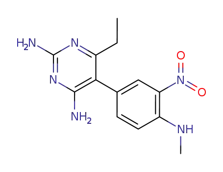 Molecular Structure of 118344-67-5 (2,4-Pyrimidinediamine, 6-ethyl-5-[4-(methylamino)-3-nitrophenyl]-)