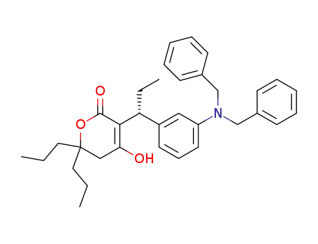 2H-Pyran-2-one,
3-[1-[3-[bis(phenylmethyl)amino]phenyl]propyl]-5,6-dihydro-4-hydroxy-6,
6-dipropyl-, (R)-
