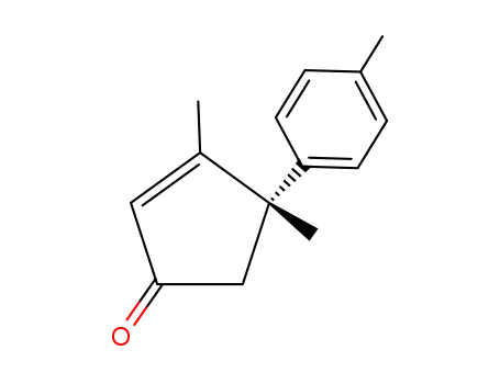 Molecular Structure of 109334-10-3 (2-Cyclopenten-1-one, 3,4-dimethyl-4-(4-methylphenyl)-, (R)-)