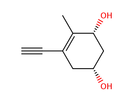 Molecular Structure of 169437-97-2 ((3R,5R)-1-ethynyl-3,5-dihydroxy-2-methylcyclohex-1-ene)