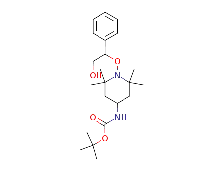 Molecular Structure of 213994-50-4 (1-hydroxy-2-phenyl-2-(4-tert-butoxycarbonylamino-2,2,6,6-tetramethyl-1-piperidinyloxy)ethane)