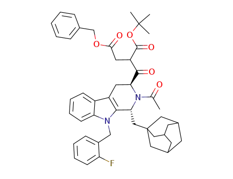 Molecular Structure of 303767-15-9 (2-[2-acetyl-1-adamantan-1-ylmethyl-9-(2-fluoro-benzyl)-2,3,4,9-tetrahydro-1<i>H</i>-β-carboline-3-carbonyl]-succinic acid 4-benzyl ester 1-<i>tert</i>-butyl ester)