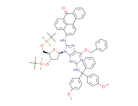 3-{6-benzyloxy-2-{[bis-(4-methoxy-phenyl)-phenyl-methyl]-amino}-9-[4-(<i>tert</i>-butyl-dimethyl-silanyloxy)-5-(<i>tert</i>-butyl-dimethyl-silanyloxymethyl)-tetrahydro-furan-2-yl]-9<i>H</i>-purin-8-ylamino}-benzo[<i>de</i>]anthracen-7-one