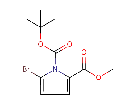 Molecular Structure of 924708-81-6 (1H-Pyrrole-1,2-dicarboxylic acid, 5-bromo-, 1-(1,1-dimethylethyl) 2-methyl ester)