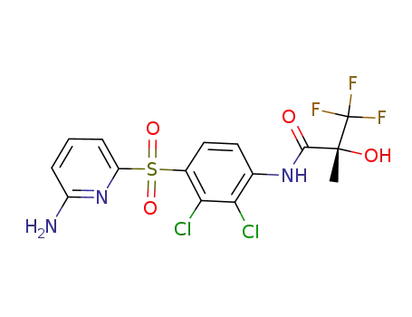 Molecular Structure of 329926-24-1 ((R)-N-[4-{2-aminopyrid-6-ylsulphonyl}-2,3-dichlorophenyl]-2-hydroxy-2-methyl-3,3,3-trifluoropropanamide)