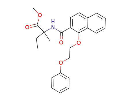 Molecular Structure of 1000922-63-3 (2-methyl-2-{[1-(2-phenoxy-ethoxy)-naphthalene-2-carbonyl]-amino}-butyric acid methyl ester)