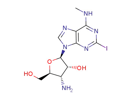 Molecular Structure of 879398-40-0 (Adenosine, 3'-amino-3'-deoxy-2-iodo-N-methyl-)