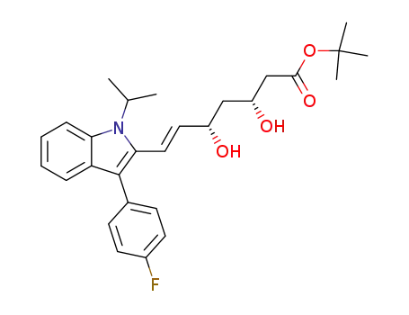 Molecular Structure of 194934-96-8 (tert-Butyl (E)-3,5-Dihydroxy-7-[3'-(4"-fluorophenyl)-1'-methylethylindol-2'-yl)hept-6-enoate)
