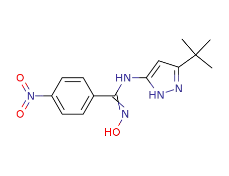Molecular Structure of 152828-23-4 (N-(5-tert-Butyl-2H-pyrazol-3-yl)-4-nitrobenzamide oxime)