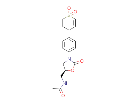 Molecular Structure of 570390-79-3 (Acetamide,
N-[[(5S)-3-[4-(3,4-dihydro-1,1-dioxido-2H-thiopyran-4-yl)phenyl]-2-oxo-
5-oxazolidinyl]methyl]-)