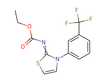 Molecular Structure of 137402-44-9 (Carbamic acid, [3-[3-(trifluoromethyl)phenyl]-2(3H)-thiazolylidene]-,
ethyl ester)