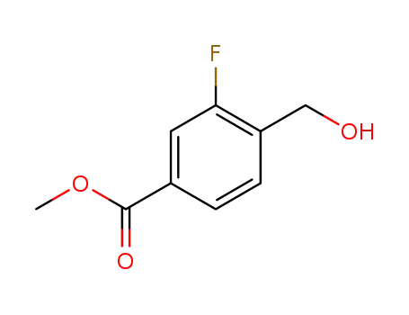 Molecular Structure of 937636-18-5 (Benzoic acid, 3-fluoro-4-(hydroxyMethyl)-, Methyl ester)