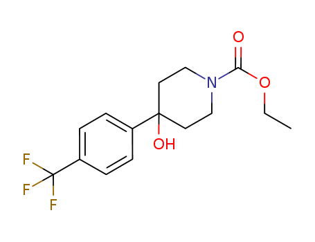 Molecular Structure of 137885-29-1 (1-Piperidinecarboxylic acid, 4-hydroxy-4-[4-(trifluoromethyl)phenyl]-,
ethyl ester)
