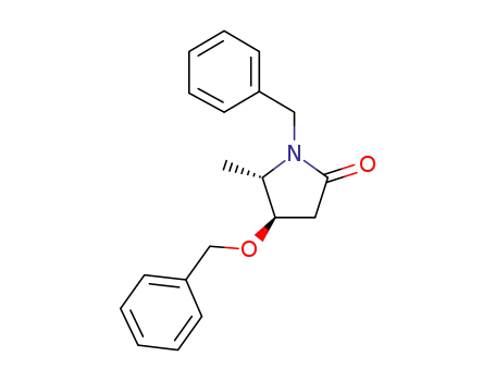 Molecular Structure of 202743-05-3 (2-Pyrrolidinone, 5-methyl-4-(phenylmethoxy)-1-(phenylmethyl)-,
(4R,5S)-)
