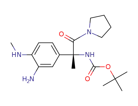 Molecular Structure of 253796-98-4 ((R)-2-(4-methylamino-3-amino-phenyl)-2-tert.butyloxycarbonylamino-1-pyrrolidino-propanone)