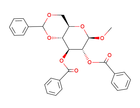 Molecular Structure of 56253-32-8 (METHYL 2,3-DI-O-BENZOYL-4,6-O-BENZYLIDENE-BETA-D-GLUCOPYRANOSIDE)