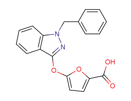 Molecular Structure of 602279-78-7 (2-Furancarboxylic acid, 5-[[1-(phenylmethyl)-1H-indazol-3-yl]oxy]-)