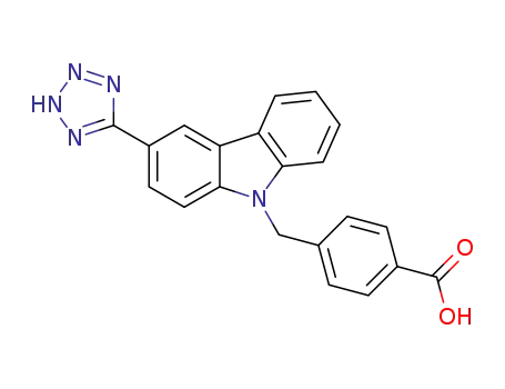 Molecular Structure of 503829-08-1 (Benzoic acid, 4-[[3-(1H-tetrazol-5-yl)-9H-carbazol-9-yl]methyl]-)