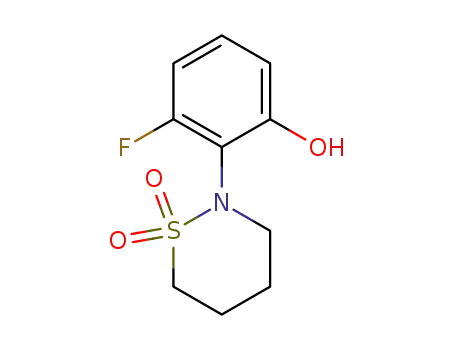 Molecular Structure of 845830-36-6 (Phenol, 3-fluoro-2-(tetrahydro-1,1-dioxido-2H-1,2-thiazin-2-yl)-)