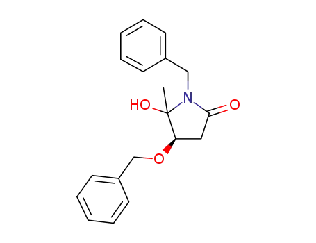 Molecular Structure of 202743-04-2 (2-Pyrrolidinone,
5-hydroxy-5-methyl-4-(phenylmethoxy)-1-(phenylmethyl)-, (4R)-)