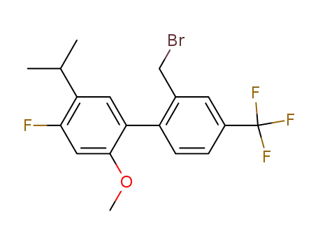 Molecular Structure of 875548-98-4 (2'-(BroMoMethyl)-4-fluoro-5-isopropyl-2-Methoxy-4'-(trifluoroMethyl)biphenyl)