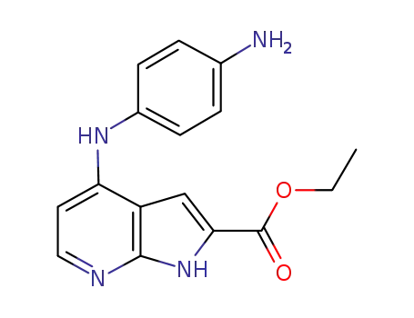 Molecular Structure of 1021950-42-4 (1H-Pyrrolo[2,3-b]pyridine-2-carboxylic acid, 4-[(4-aminophenyl)amino]-, ethyl ester)