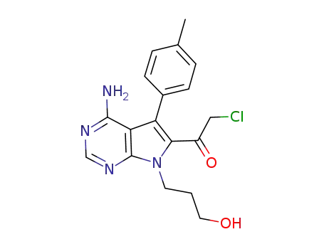 Molecular Structure of 821794-90-5 (1-[4-AMino-7-(3-hydroxypropyl)-5-(4-Methylphenyl)-7H-pyrrolo[2,3-d]pyriMidin-6-yl]-2-chloro-ethanone)