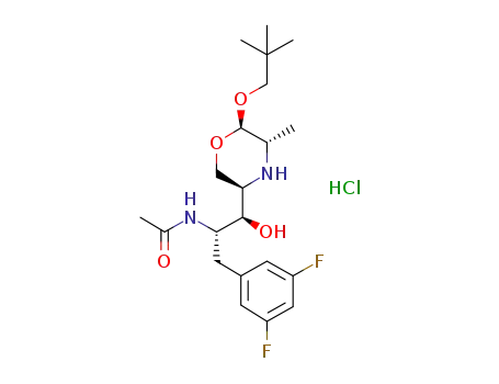 Molecular Structure of 883446-27-3 (AcetaMide, N-[(1S,2S)-1-[(3,5-difluorophenyl)Methyl]-2-[(3R,5S,6R)-6-(2,2-diMethylpropoxy)-5-Methyl-3-Morpholinyl]-2-hydroxyethyl]-, (HCl salt))