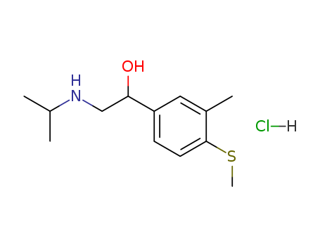 29764-66-7,CP-204S,Benzenemethanol,3-methyl-a-[[(1-methylethyl)amino]methyl]-4-(methylthio)-,hydrochloride (9CI); Benzenemethanol, 3-methyl-a-[[(1-methylethyl)amino]methyl]-4-(methylthio)-,hydrochloride, (?à)-;Benzyl alcohol, a-[(isopropylamino)methyl]-3-methyl-4-(methylthio)-,hydrochloride, (?à)-(8CI); (?à)-1-(3-Methyl-4-methylthiophenyl)-2-isopropylaminoethanolhydrochloride; CP 204S; CP 240S; NSC 288406