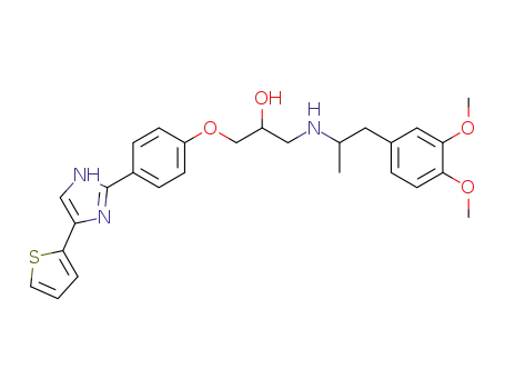 Molecular Structure of 91944-43-3 (2-[p[[3-[3-(3,4-Dimethoxyphenyl)-2-propylamino]-2-hydroxypropoxy]]-phenyl]-4-(2-thienyl)imidazole)