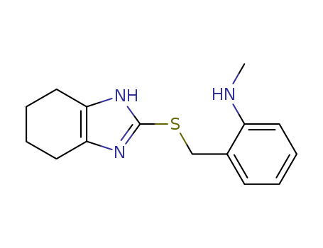 Molecular Structure of 128935-96-6 (Benzenamine,
N-methyl-2-[[(4,5,6,7-tetrahydro-1H-benzimidazol-2-yl)thio]methyl]-)