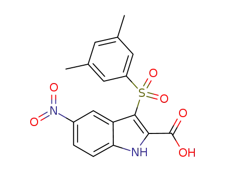 Molecular Structure of 1140948-51-1 (3-[(3,5-dimethylphenyl)sulfonyl]-5-nitro-1H-indole-2-carboxylic acid)
