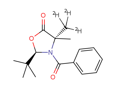 Molecular Structure of 1202165-48-7 ((2R,4S)-N-benzoyl-2-tert-butyl-4-(methyl-d3)-4-methyloxazolidin-5-one)